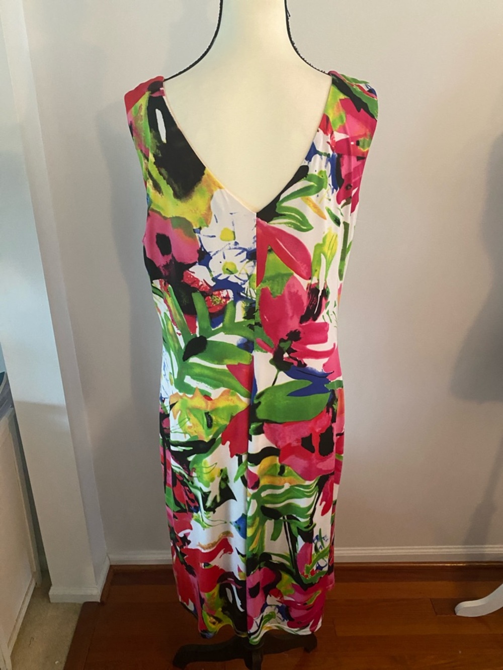Ralph Lauren size 14W drap neckline colorful dress - Picture 6 of 9